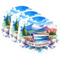 (3 Pack) New Hampshire Decals - Covered Bridge - Travel Souvenir- 3 Inches On Longest Side - Easy Peel & Apply - Made in USA - 3MCS5176