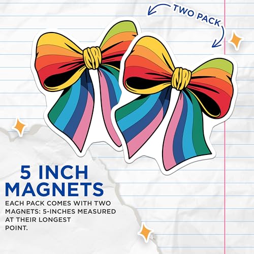 (2 Pack) Rainbow Bow Magnets Magnets - 5" On Longest Side - Made in USA - Sticks to Refrigerators & Metal Surfaces - MAG8808
