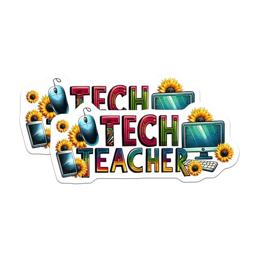 (2 Pack) Tech Teacher Stickers - Computer Science - Education - 5" On Longest Side - Sticks to Smooth Flat Surfaces - Made in USA - BMCS8047