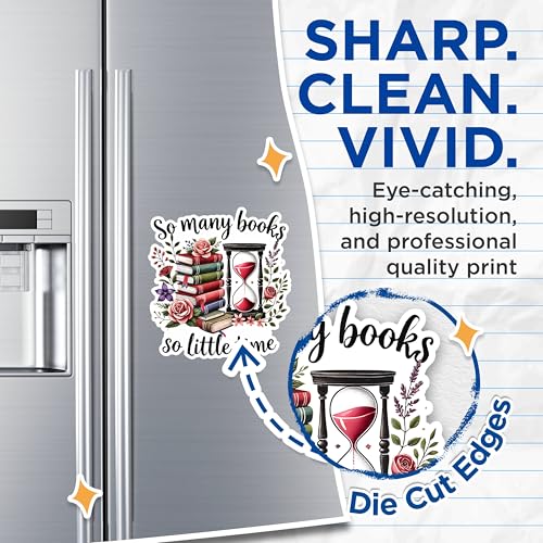 (2 Pack) So Many Books Magnets - Book Lover Magnets - Reading Enthusiast Decor - Literary Art Magnets - Bibliophile Magnets- 5" On Longest Side - for Fridges, Toolboxes, Cars - Made in USA - MAG2751