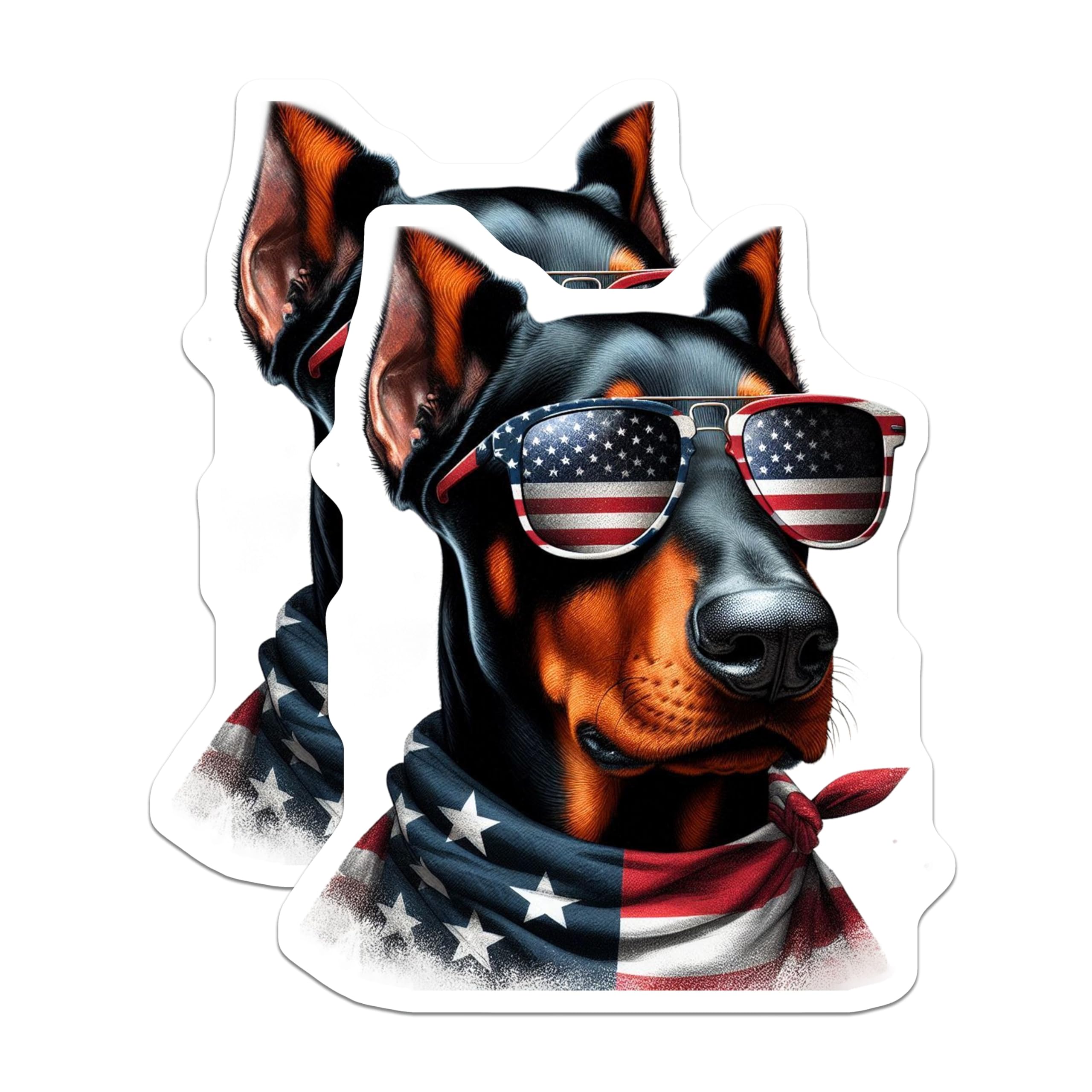 (2 Pack) Doberman Magnets - Patriotic Dog - USA American Flag Decor - 5" On Longest Side - Premium Magnet - for Cars, Refrigerators, Toolboxes, Lockers - Made in USA - MAG14350
