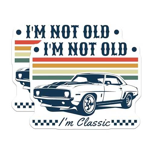 (2 Pack) I'm Not Old I'm Classic Magnets - Vintage Car Magnets - Funny Retro Magnets - 5" On Longest Side - for Cars, Refrigerators, Toolboxes, Lockers - Made in USA BMCS3421