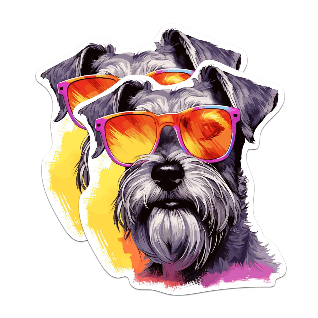(2 Pack) Miniature Schnauzer Dog Magnets - Miniature Schnauzer with Sunglasses - Choose FromOver 100 Dog Breeds - 5" On Longest Side - Premium Magnet - Made in USA - MAG0371