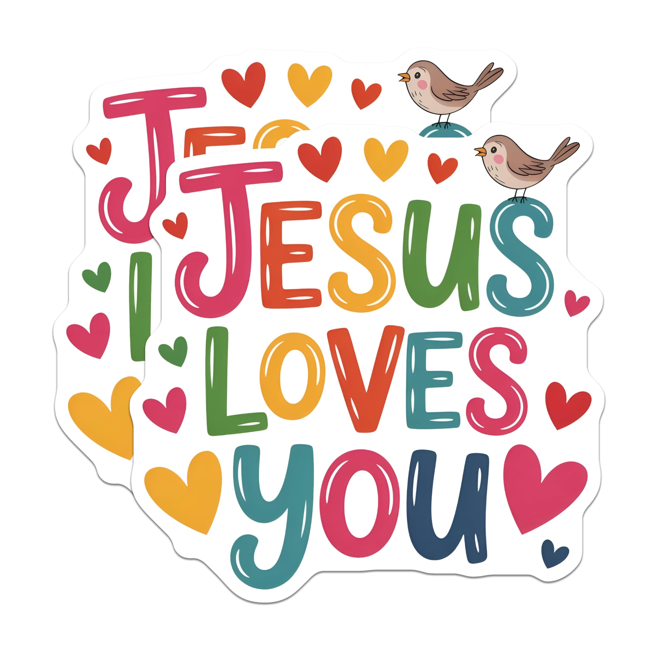 (2 Pack) Jesus Loves You Magnets - Christian Inspirational Decor - Faith Based Kitchen Magnets - 5 Inches On Longest Side - Thick Durable Magnet - Made in USA - MAG22011