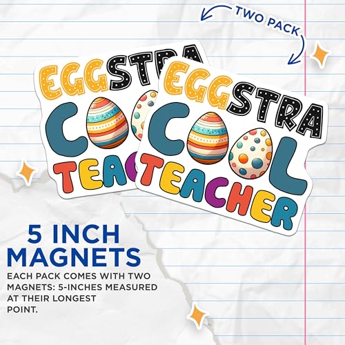 (2 Pack) Eggstra Cool Teacher Magnets - Funny Teacher Appreciation - Classroom Decor - Teacher Love - 5" On Longest Side - for Cars, Fridges, Toolboxes - Made in USA - MAG8152