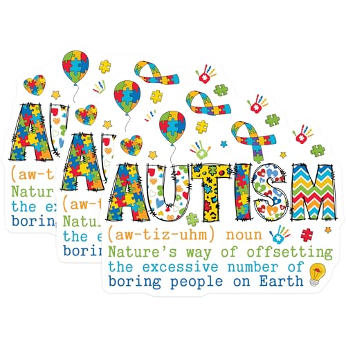 (3 Pack) Autism Decals - Autism Awareness Stickers - Autism Puzzle Pieces Decal - 3 Inches On Longest Side - Easy Peel & Apply - Made in USA - 3MCS7288