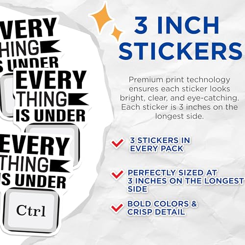 (3 Pack) Ctrl Button Decals - Everything Under Ctrl - Laptop Decal - 3 Inches On Longest Side - Easy Peel & Apply - Made in USA - 3MCS4850