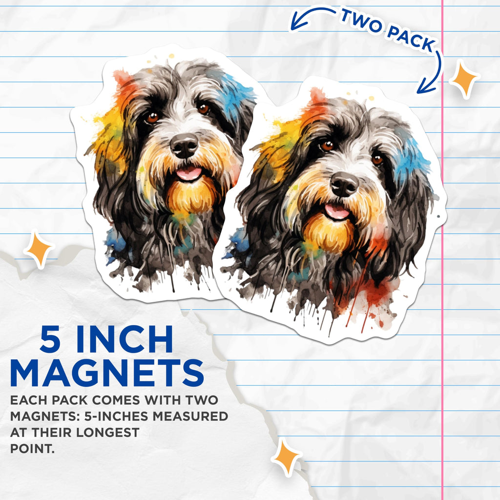 (2 Pack) Doodle Dog Magnets - Watercolor Pet Art - Dog Mom Decor - 5 Inches On Longest Side - Thick Durable Magnet - Made in USA - MAG27073