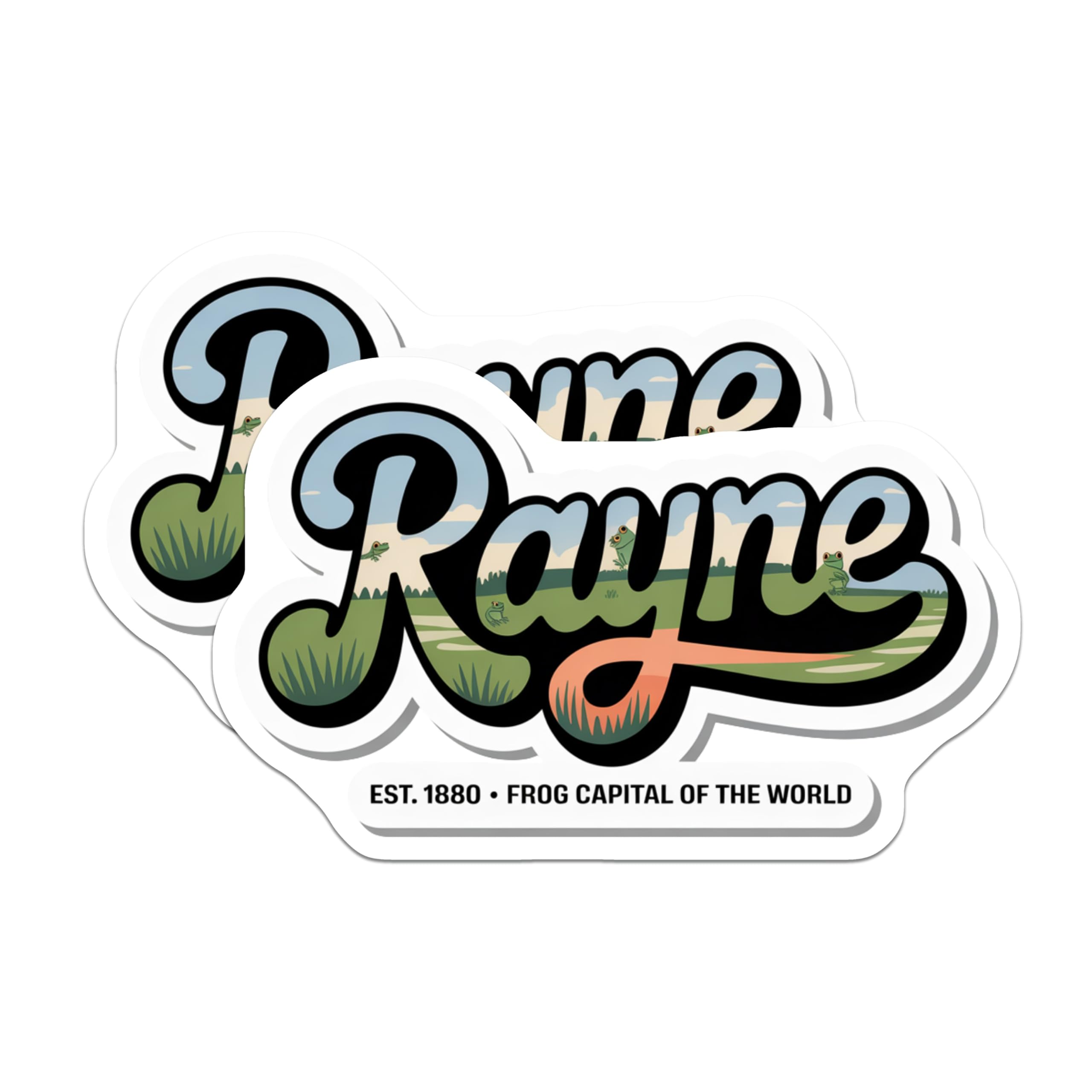 (2 Pack) Rayne Louisiana Magnets - Frog Capital - City Souvenir Fridge Decor - 5" On Longest Side - Premium Magnet - for Cars, Refrigerators, Toolboxes, Lockers - Made in USA - MAG17418