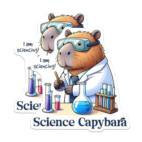 (2 Pack) Science Capybara Magnets - Academic Decor - Classroom Science Decor - 5" On Longest Side - for Cars, Fridges, Toolboxes - Made in USA - MAG8315