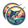 (2 Pack) Marlin Fishing Magnets - Ocean Billfish Angler - Coastal Home Decor - Refrigerator - 5 Inches On Longest Side - Thick Durable Magnet - Made in USA - MAG38103