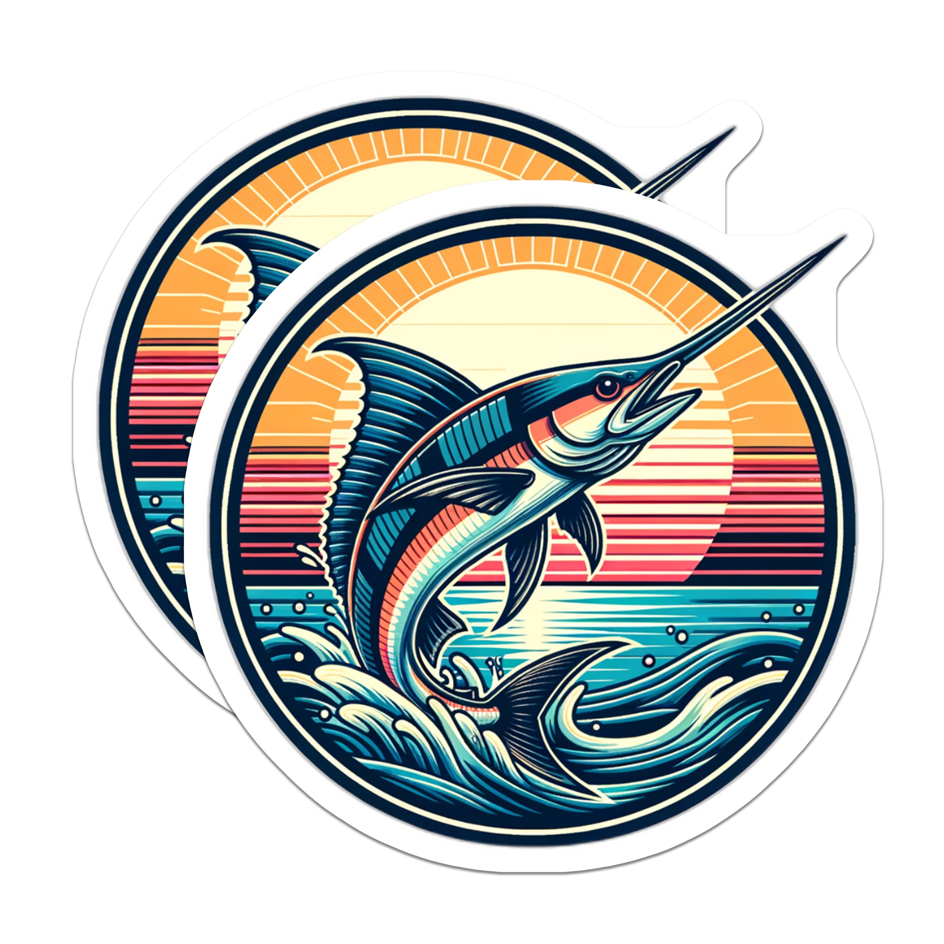 (2 Pack) Marlin Fishing Magnets - Ocean Billfish Angler - Coastal Home Decor - Refrigerator - 5 Inches On Longest Side - Thick Durable Magnet - Made in USA - MAG38103