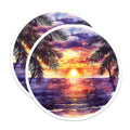 (2 Pack) Tropical Sunset Magnets - Beach Ocean Scene - Watercolor Palm Tree Art - Coastal Home Decor - Summer Vacation Vibes - 5 Inches On Longest Side - Thick Durable Magnet - Made in USA - MAG37957