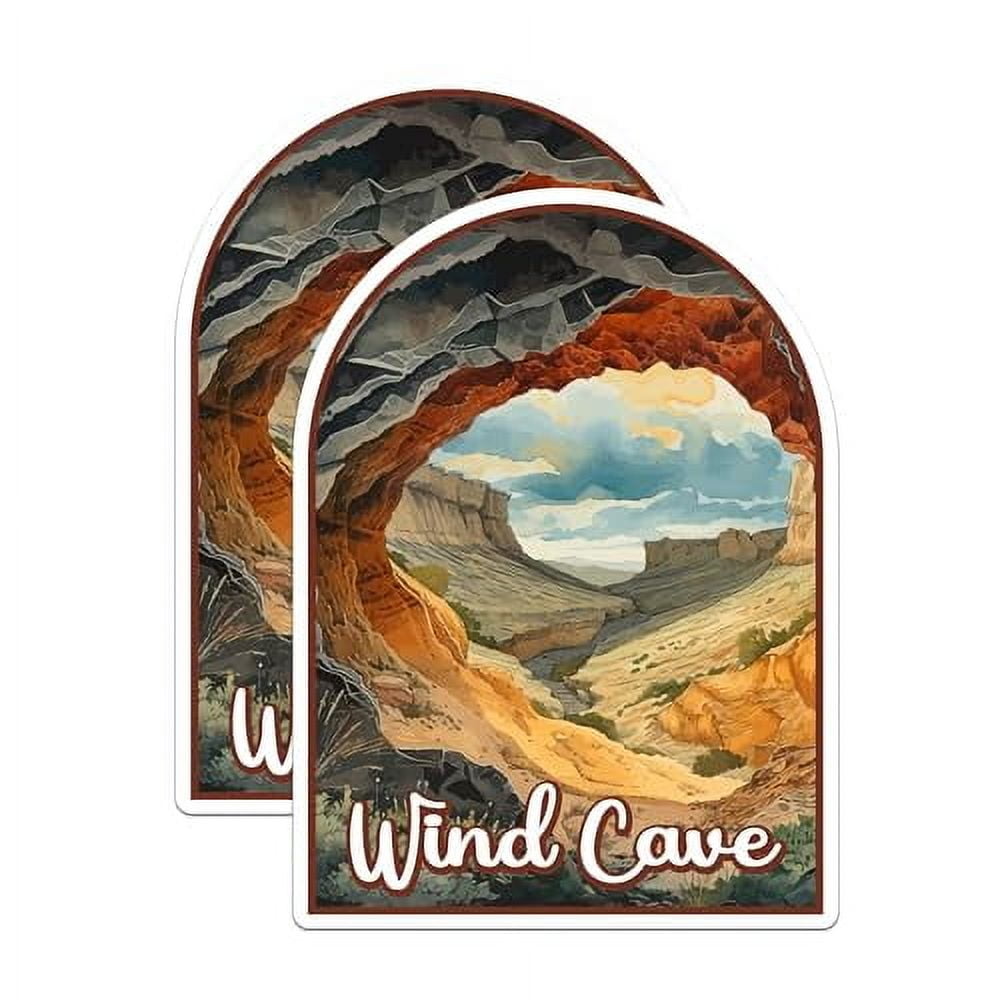 (2 Pack) Wind Cave National Park Bumper Magnet - US National Park - Choose from 63 Parks - 5" On Longest Side - Decal for Car Bumper, Laptop, Water Bottle, Wall, and Window - MAG1541