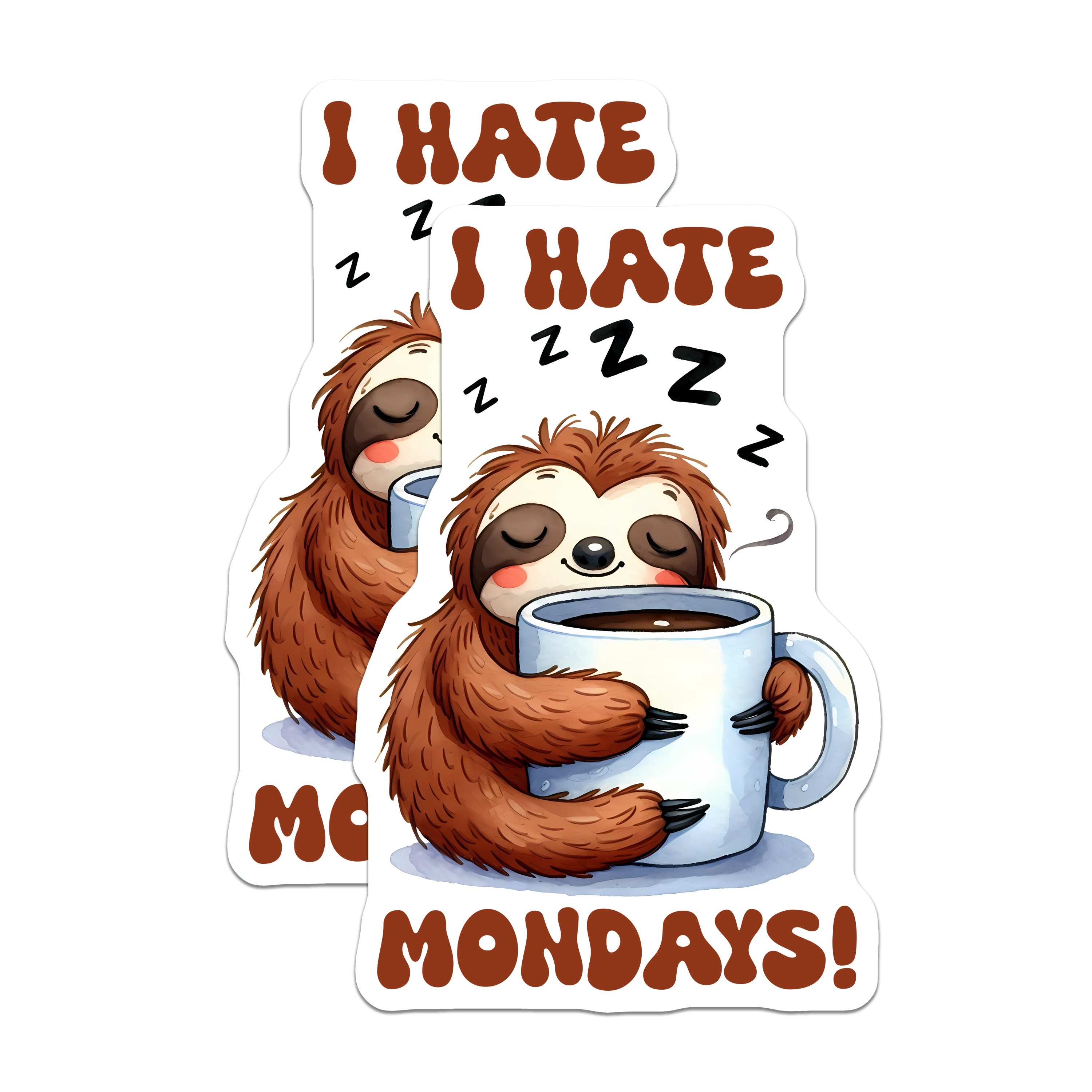(2 Pack) I Hate Mondays Sloth Magnets - Coffee Lover Funny Desk Magnets - Sleepy Animal Fridge Decor - 5 Inches On Longest Side - Thick Durable Magnet - Made in USA - MAG39507