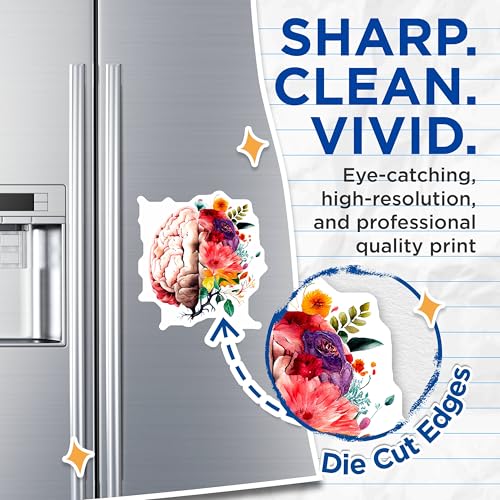 (2 Pack) Brain and Flowers Magnets - Artistic Brain - Colorful Brain Magnets - 5" On Longest Side - for Cars, Fridges, Toolboxes - Made in USA - MAG3996