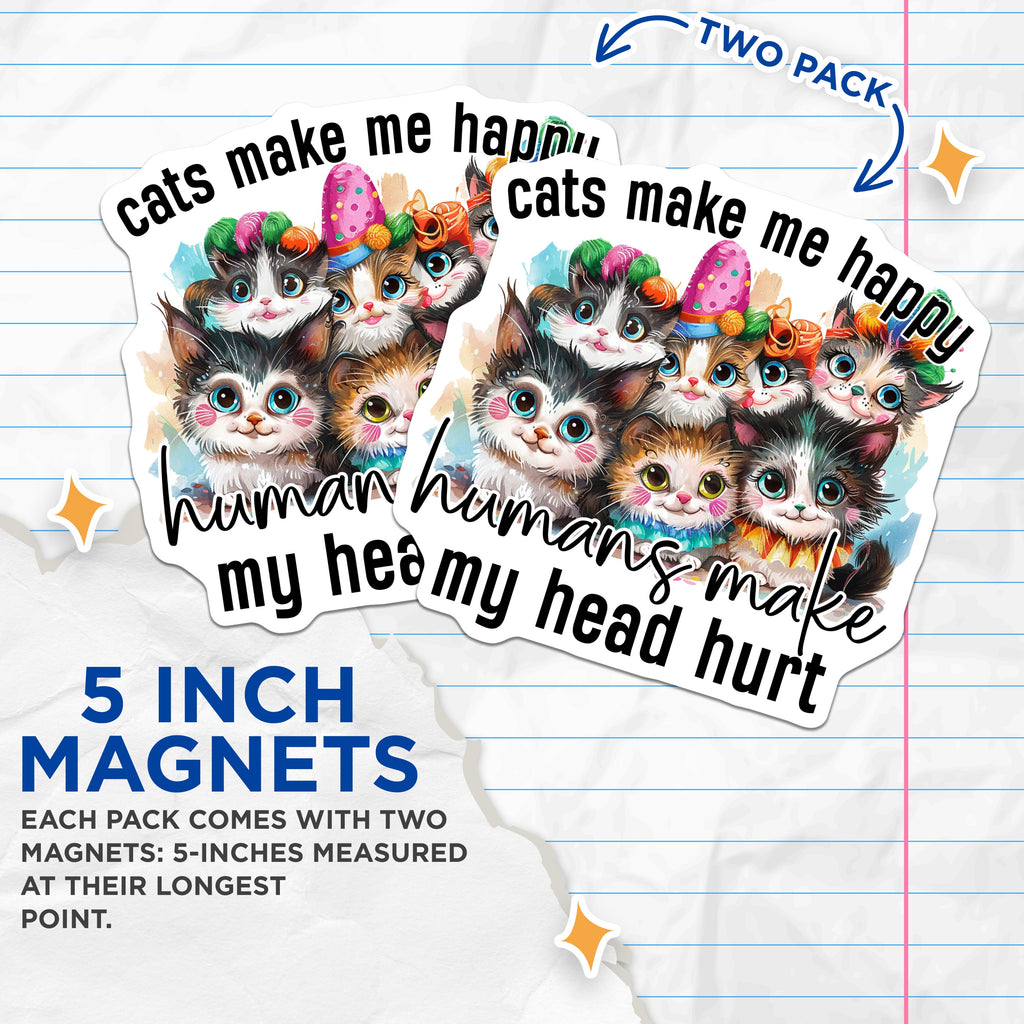 (2 Pack) Funny Cat Magnets - Sarcastic Cat Decor - Cute Kitten Refrigerator Magnets - Introvert Cat Mom Gift - 5 Inches On Longest Side - Thick Durable Magnet - Made in USA - MAG38649