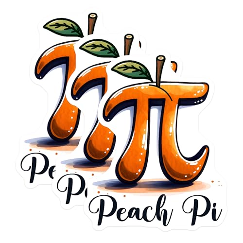 (3 Pack) Peach Pi Decals - Funny Math Pun - Fruit Decals for Laptop - 3 Inches On Longest Side - Easy Peel & Apply - Made in USA - 3MCS6922