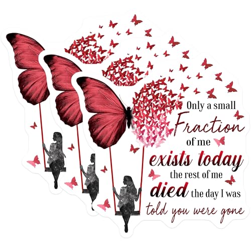 (3 Pack) Butterfly Decals - Inspirational Quote - Laptop Decal - Red Butterflies - 3 Inches On Longest Side - Easy Peel & Apply - Made in USA - 3MCS4904