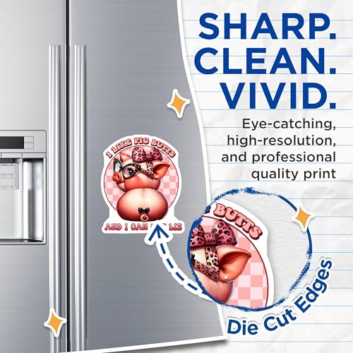 (2 Pack) Funny Animal Magnets - I Like Pig Butts - Cute Refrigerator Decor - 5" On Longest Side - for Cars, Fridges, Toolboxes - Made in USA - MAG7928