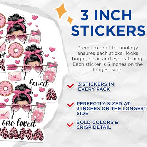 (3 Pack) One Loved Mama Decals - Leopard Print Mama - Trendy Mom Decals - 3 Inches On Longest Side - Easy Peel & Apply - Made in USA - 3MCS6466