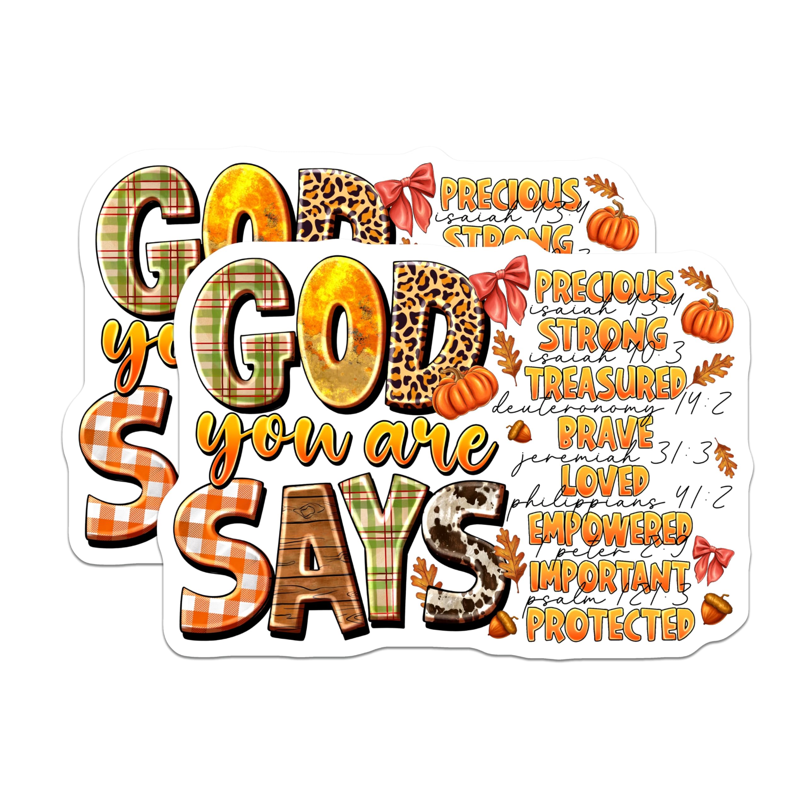 (2 Pack) God Says You are Magnets - Christian Inspirational Decor - Autumn Farmhouse Scripture Art - 5 Inches On Longest Side - Thick Durable Magnet - Made in USA - MAG29150