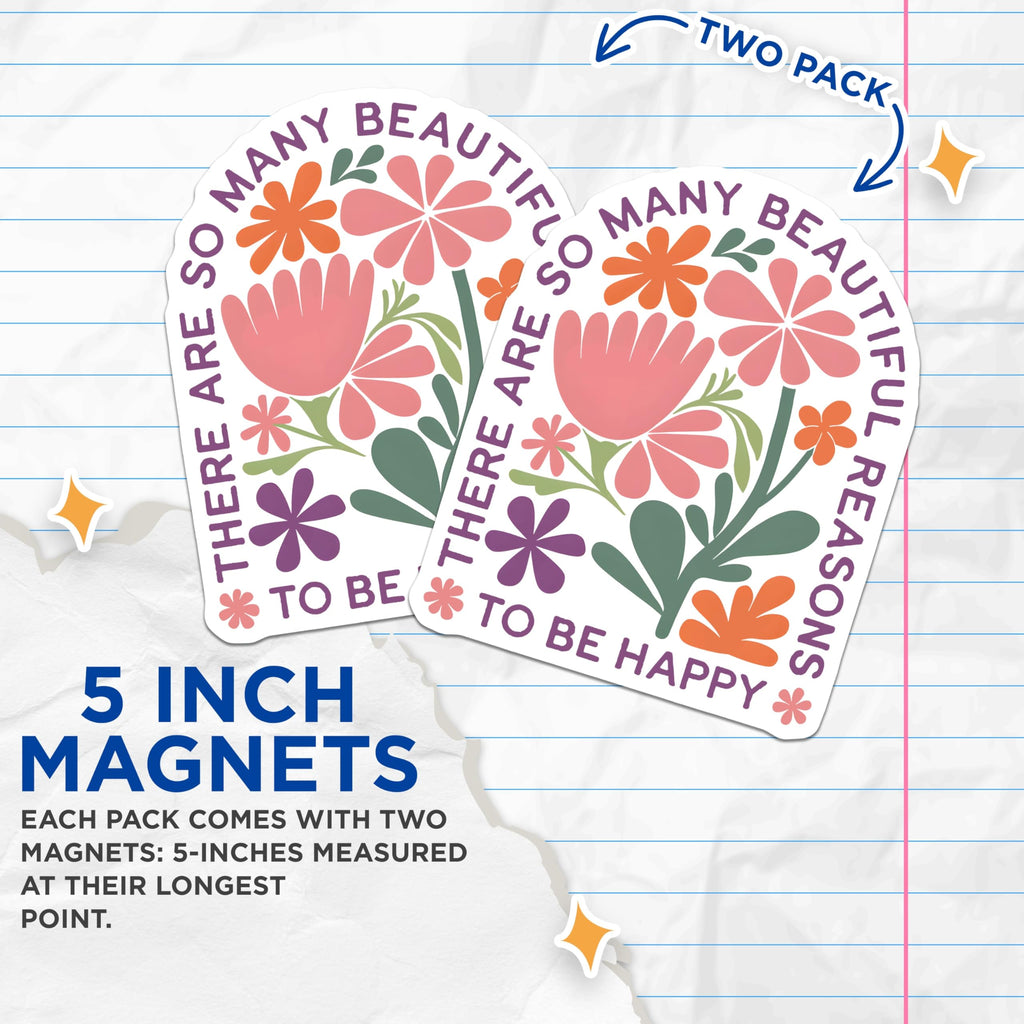 (2 Pack) Floral Inspiration Magnets - Positive Quote Decor - Kitchen Fridge Magnets - 5" On Longest Side - Premium Magnet - for Cars, Refrigerators, Toolboxes, Lockers - Made in USA - MAG17314