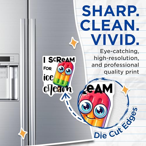 (2 Pack) I Scream for Ice Cream Magnets Magnets - Cute Rainbow Popsicle Decoration - Fun Kitchen Accessories - 5" On Longest Side - Made in USA - Sticks to Refrigerators & Metal Surfaces - MAG8788