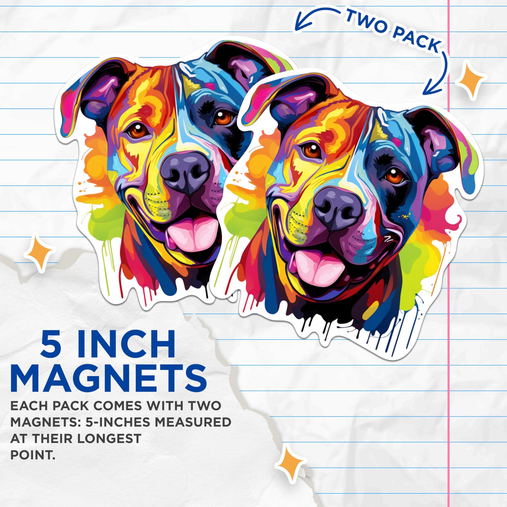 (2 Pack) American Staffordshire Terrier Dog Magnets - 5 Inches On Longest Side - Choose from Over 100 Dog Breeds - for Cars, Refrigerators, Toolboxes - Made in USA - MAG1754