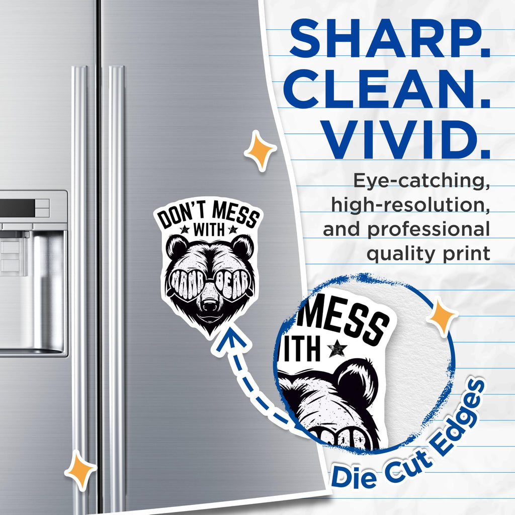 (2 Pack) Don't Mess with Mama Bear Magnets - Funny Bear Magnets - Animal Lover Decor - 5" On Longest Side - for Cars, Refrigerators, Toolboxes, Lockers - Made in USA BMCS3444