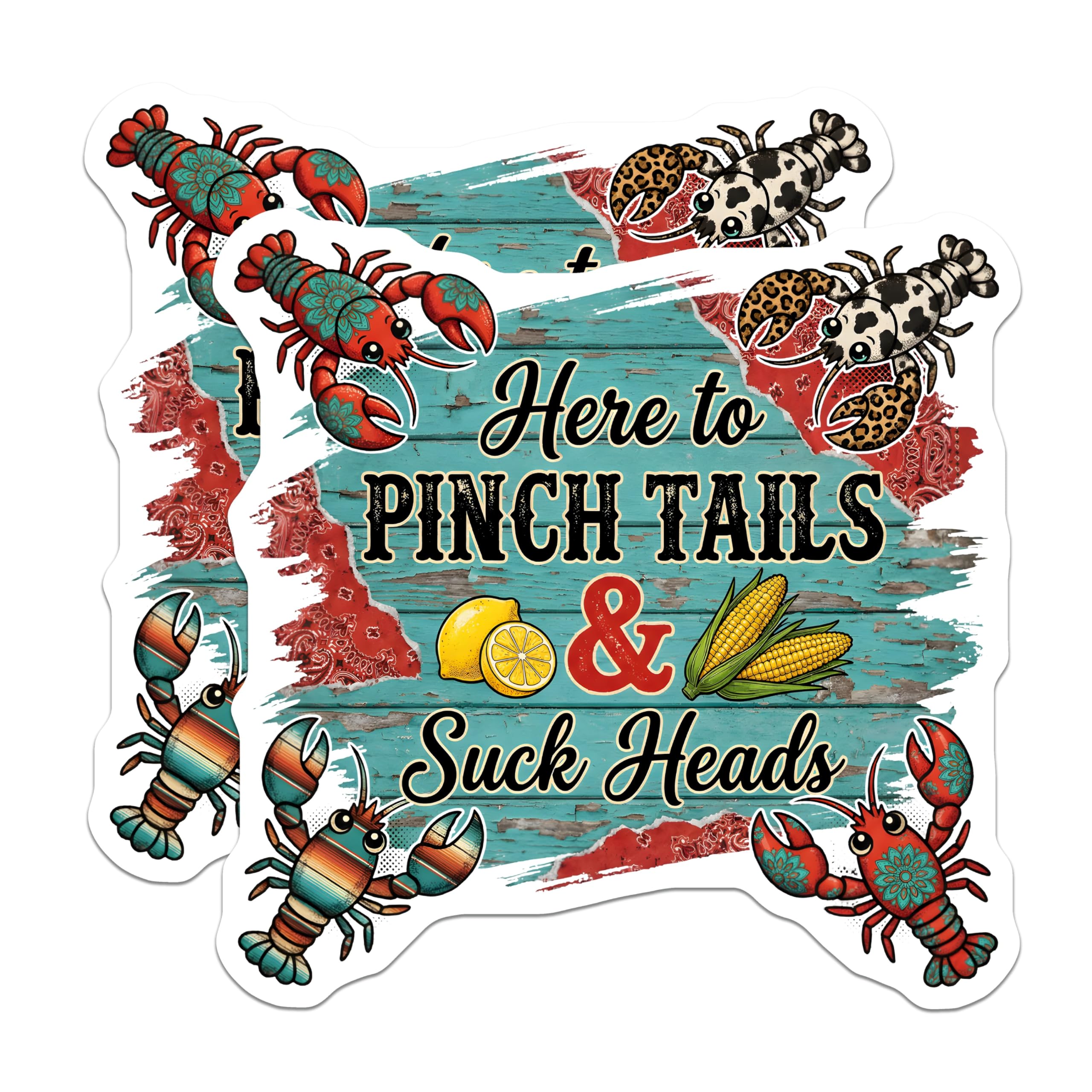 (2 Pack) Crawfish Boil Magnets - Pinch Tails Suck Heads - Louisiana Cookout Kitchen Decor - 5 Inches On Longest Side - Thick Durable Magnet - Made in USA - MAG27894