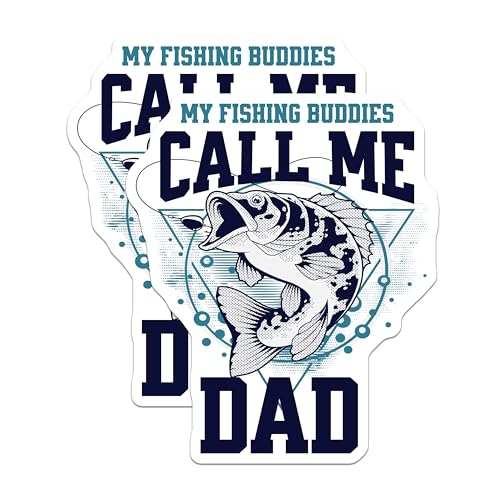 (2 Pack) Fishing Dad Stickers - Funny Fishing Stickers - Gift for Fishermen - 5" On Longest Side - Sticks to Any Smooth Flat Surface - Made in USA - BMCS3536