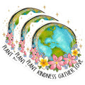 (3 Pack) Plant Kindness Earth Decals - Floral Globe Stickers - Laptop Water Bottle Decals - 3 Inches On Longest Side - Easy Peel & Apply - Made in USA - 3MCS2934