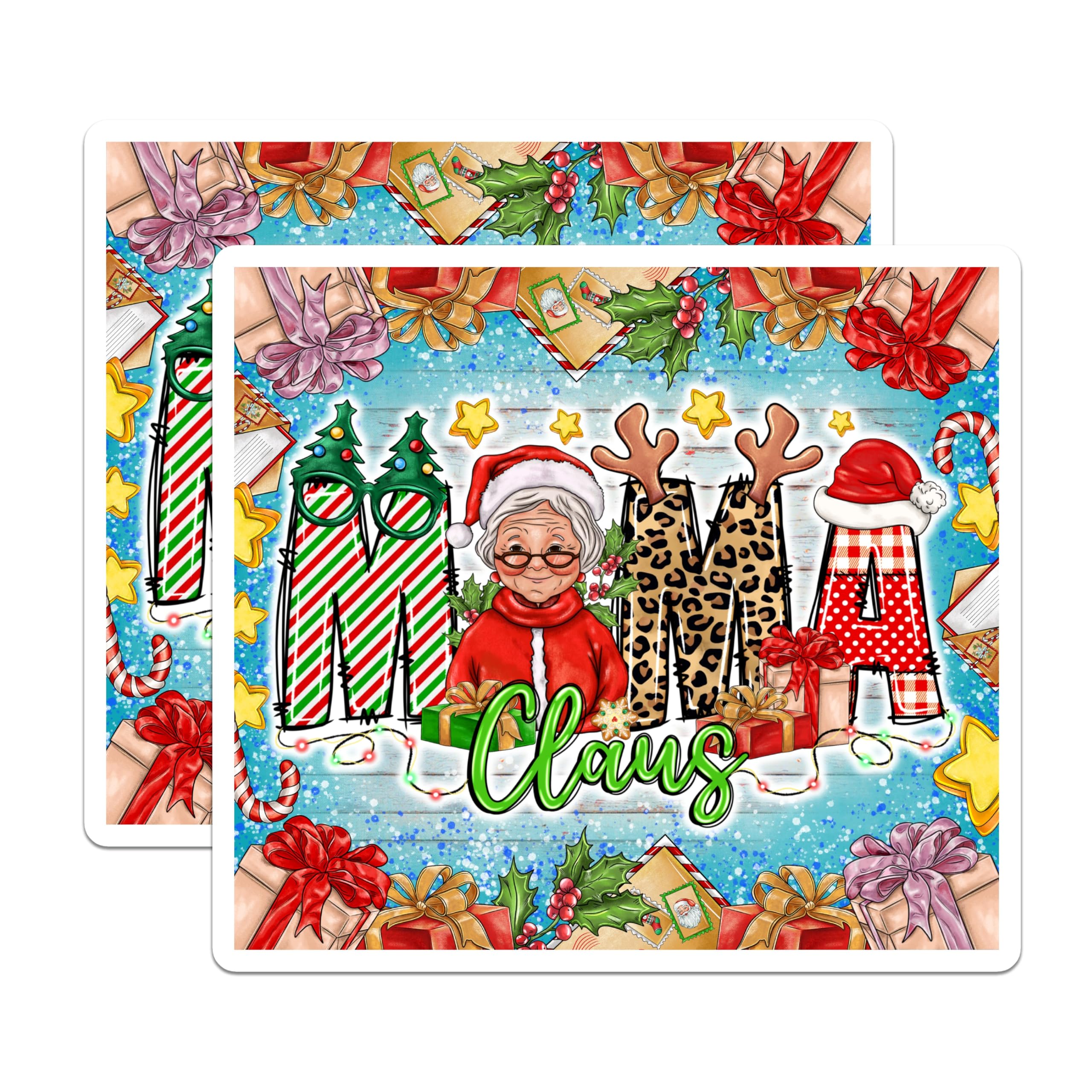 (2 Pack) Mama Claus Magnets - Mrs Claus Christmas Decorations - Holiday Kitchen Mom Grandma - 5 Inches On Longest Side - Thick Durable Magnet - Made in USA - MAG28619