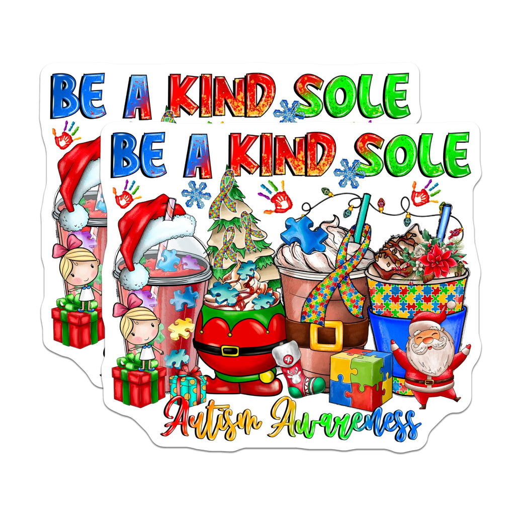 (2 Pack) Autism Awareness Magnets - Christmas Kind Sole Decor - Puzzle Piece Holiday Support - 5 Inches On Longest Side - Thick Durable Magnet - Made in USA - MAG25577