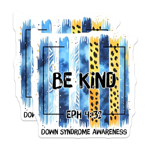 (2 Pack) Be Kind Magnets - Down Syndrome Awareness - Inspirational Quote - Ephesians 4:32 Sign - 5" On Longest Side - for Cars, Fridges, Toolboxes - Made in USA - MAG8208