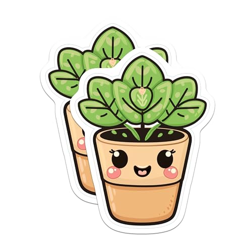 (2 Pack) Cute Plant Magnets - Kitchen - Fun Fridge Accessories - Smiling Pot Design Magnets - 5" On Longest Side - for Cars, Fridges, Toolboxes - Made in USA - MAG4271