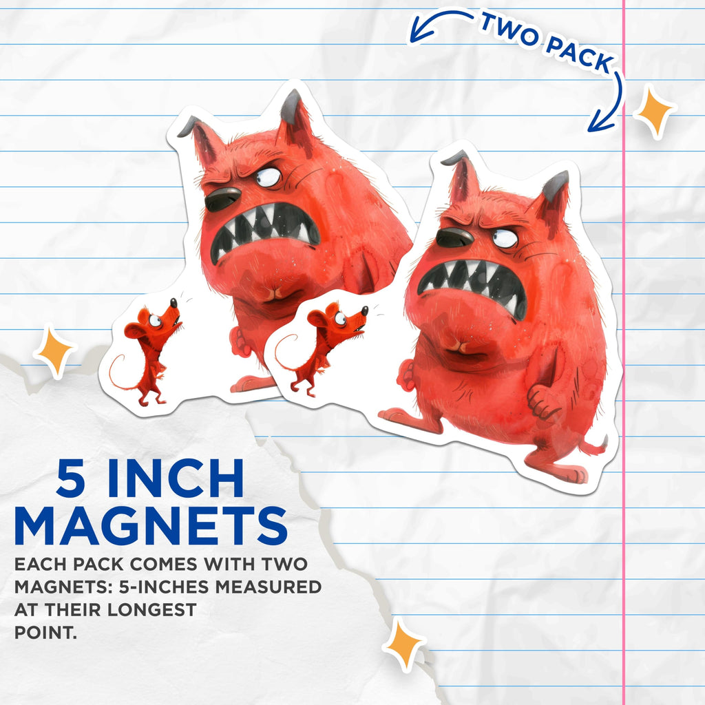 (2 Pack) Funny Monster Mouse Magnets - Humorous Animal Cartoon Art - Unique Refrigerator Locker Decor for Office Kitchen - 5 Inches On Longest Side - Thick Durable Magnet - Made in USA - MAG26567