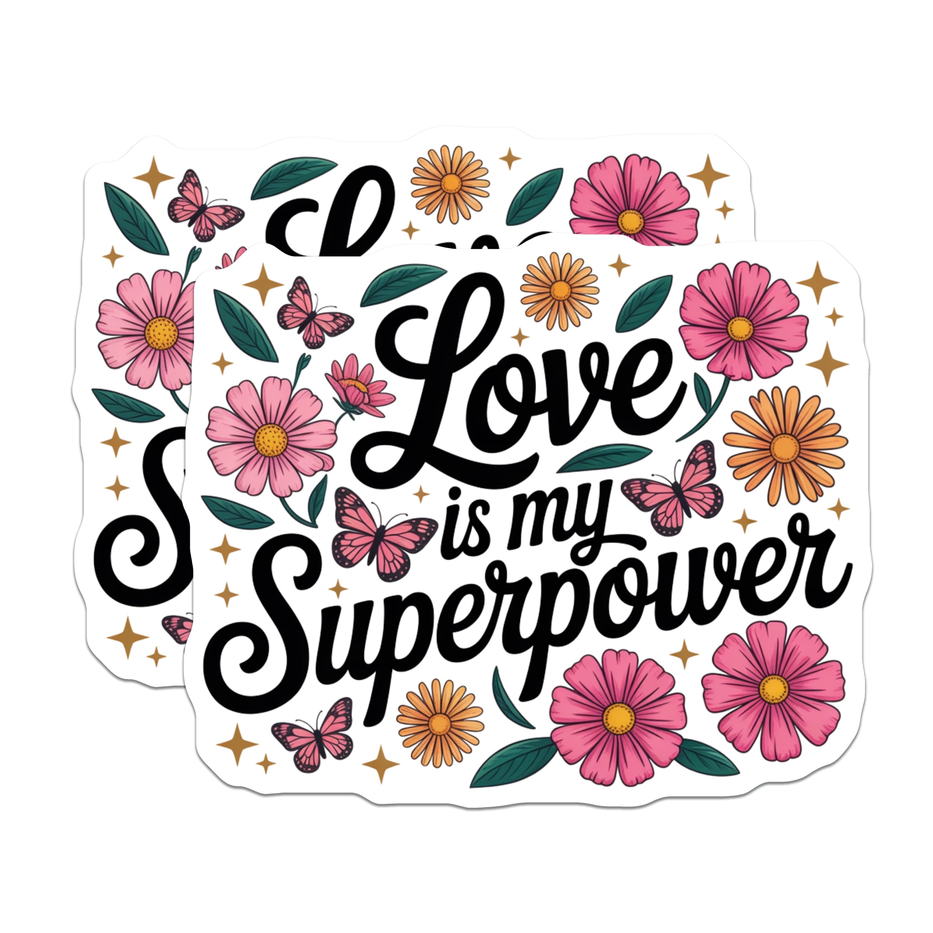 (2 Pack) Love is My Superpower Magnets - Boho Floral Aesthetic - Inspirational Quote Decor - 5 Inches On Longest Side - Thick Durable Magnet - Made in USA - MAG37783