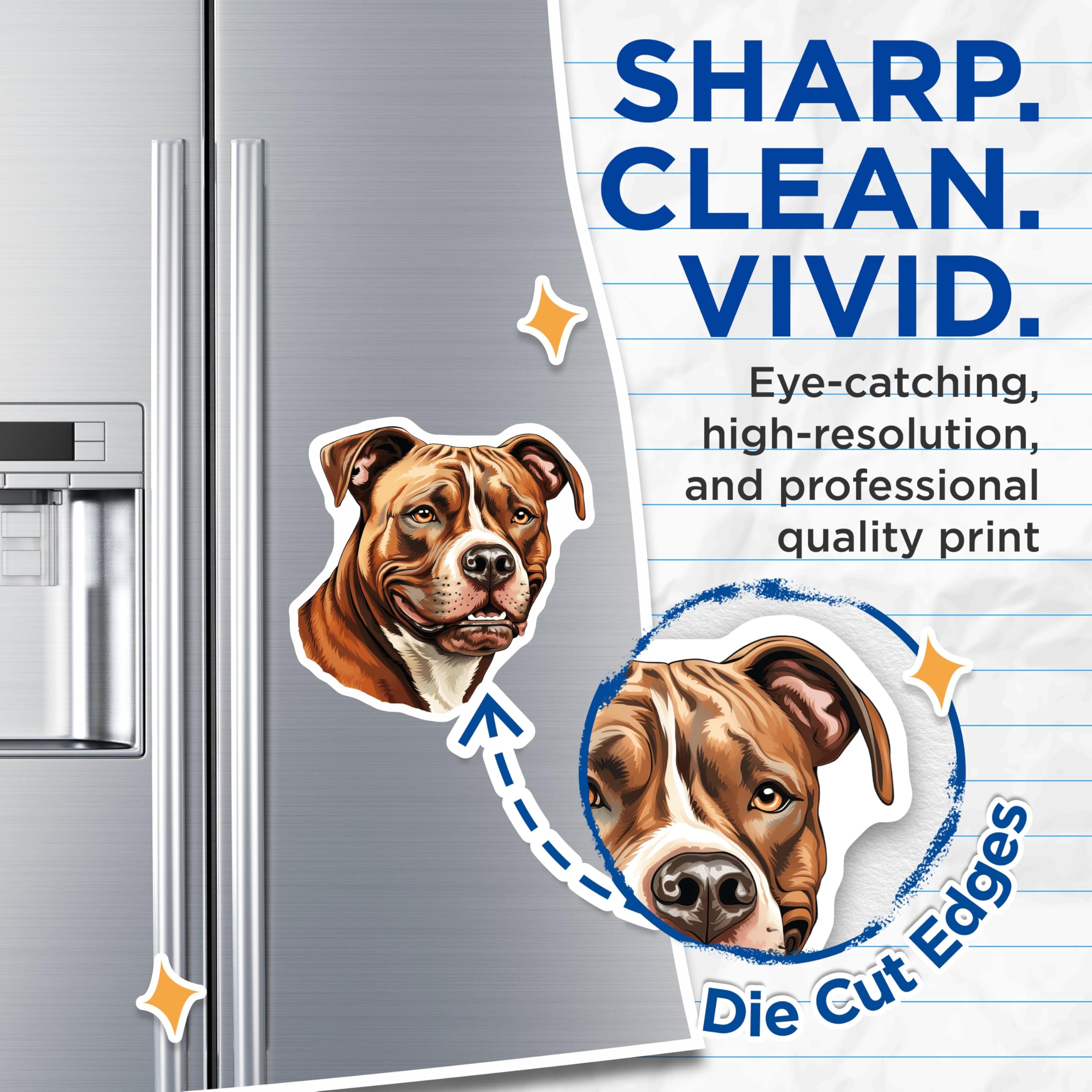 (2 Pack) Pitbull Dog Magnets - American Bully Art - Dog Lover Kitchen Decor - 5 Inches On Longest Side - Thick Durable Magnet - Made in USA - MAG26474