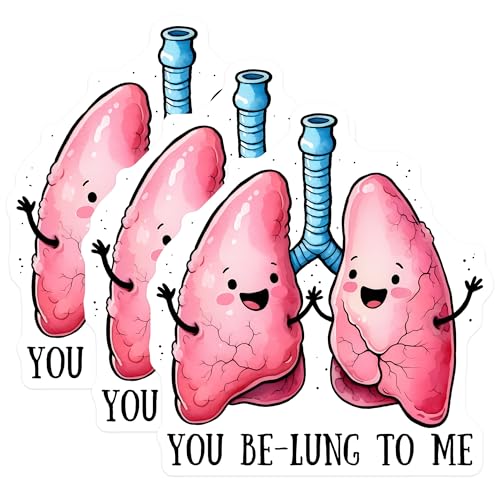 (3 Pack) Lung Anatomy Decals - Medical Humor Decal - Respiratory Therapist Decor - 3 Inches On Longest Side - Easy Peel & Apply - Made in USA - 3MCS6362