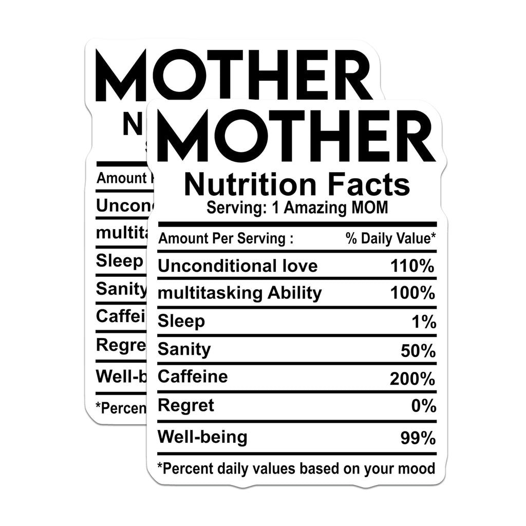 (2 Pack) Mother Nutrition Facts Magnets - Amazing Mom - Refrigerator Decor - 5" On Longest Side - Premium Magnet - for Cars, Refrigerators, Toolboxes, Lockers - Made in USA - MAG15194