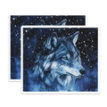 (2 Pack) Watercolor Wolf Magnets - Starry Night Animal Art - Cosmic Fridge Decor - 5 Inches On Longest Side - Thick Durable Magnet - Made in USA - MAG39390