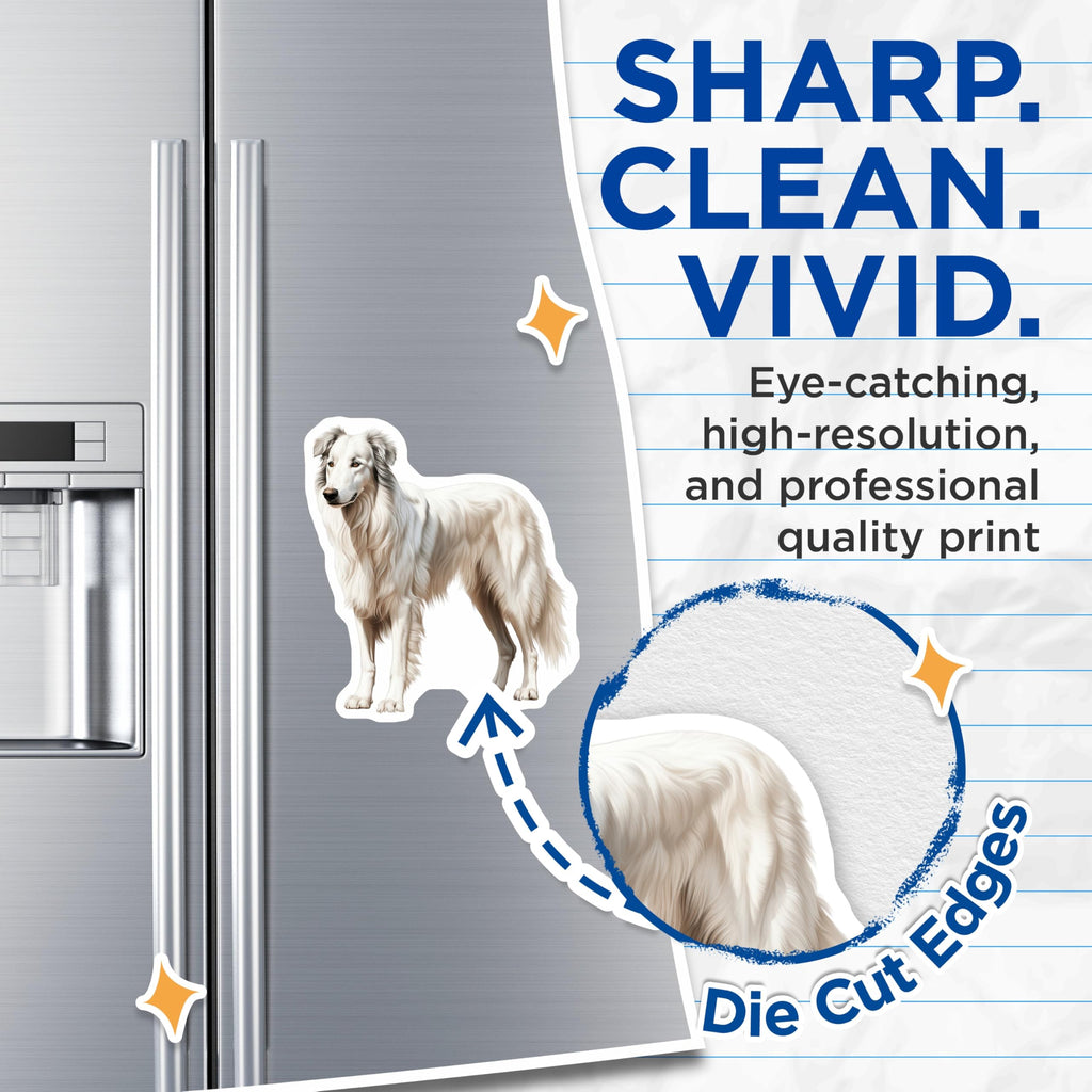 (2 Pack) Borzoi Dog Magnets - Elegant Sighthound Art - Dog Lover Fridge Decor - 5 Inches On Longest Side - Thick Durable Magnet - Made in USA - MAG26664
