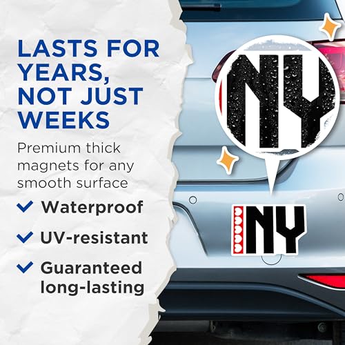 (2 Pack) I Love NY Magnets - New York Heart - NYC Souvenir Magnet - 5" On Longest Side - Premium Magnet - for Cars, Refrigerators, Toolboxes, Lockers - Made in USA - MAG18610