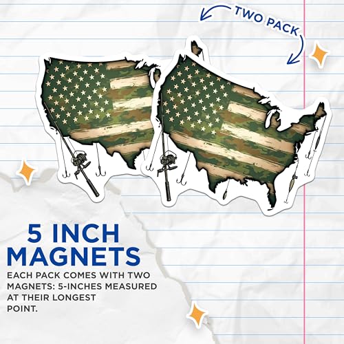 (2 Pack) USA Camo Map Magnet - Patriotic Outdoor Decor - 5" On Longest Side - Sticks to Smooth Flat Surfaces - Made in USA - MAG10167