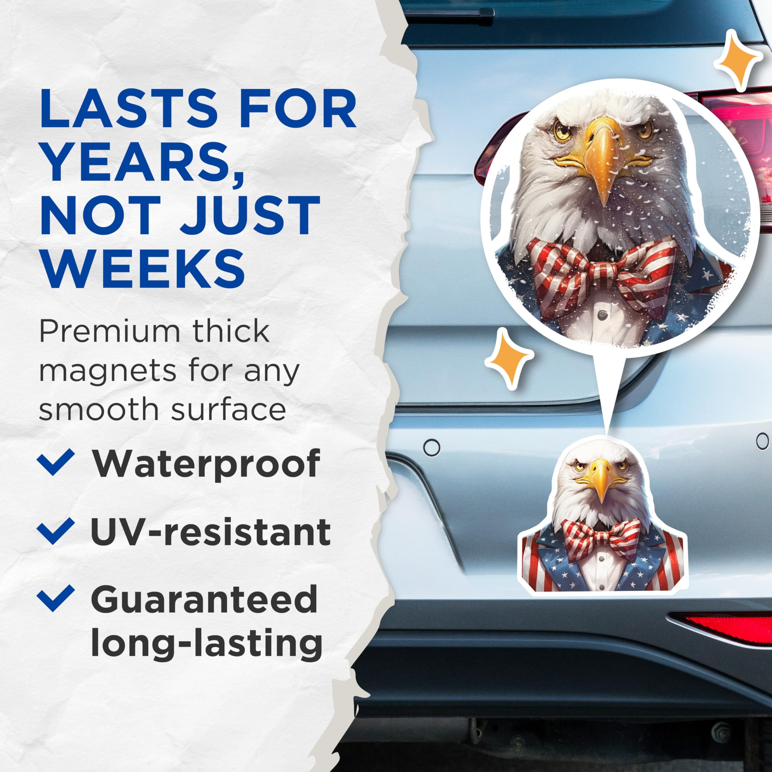 (2 Pack) American Eagle Magnets - Patriotic Suit Decor - Freedom Symbol Display - 5 Inches On Longest Side - Thick Durable Magnet - Made in USA - MAG23066