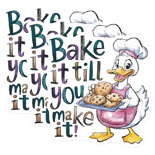 (3 Pack) Baking Duck Decals - Funny Baker - Laptop Decals - 3 Inches On Longest Side - Easy Peel & Apply - Made in USA - 3MCS7308