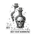 (2 Pack) Elixir of Bitter Sorrow Stickers - Skull Potion Bottle Stickers - Gothic Apothecary Stickers - 5" On Longest Side - Sticks to Any Smooth Flat Surface - Made in USA - BMCS3448