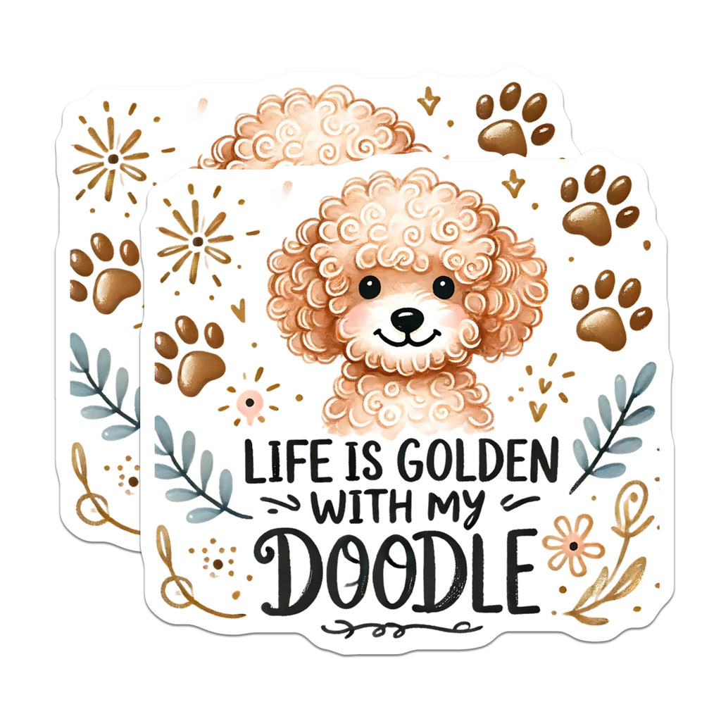 (2 Pack) Doodle Dog Magnets - Golden Doodle Paw Prints - Dog Lover Magnet - 5" On Longest Side - Premium Magnet - for Cars, Refrigerators, Toolboxes, Lockers - Made in USA - MAG15953